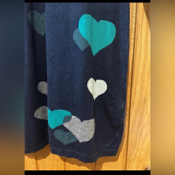 Long Sleeve Navy Love Heart Dress Size 12 - Picture 3 of 5